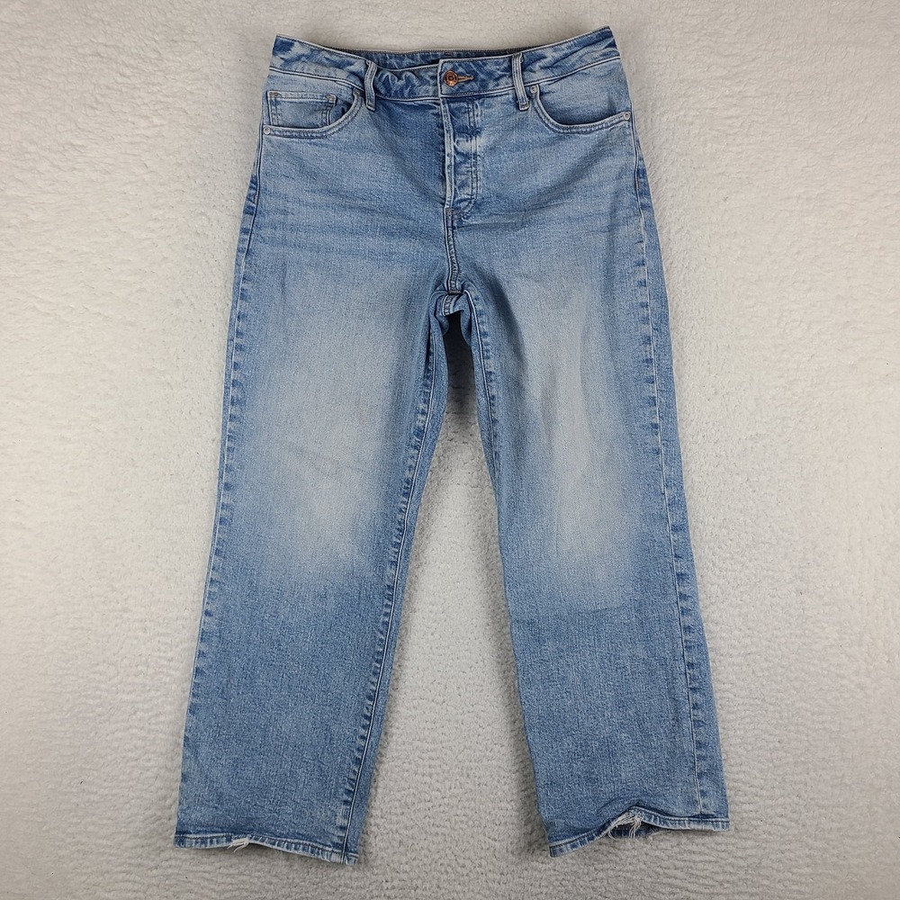 EXPRESS Jeans Womens 8‎ Blue Relaxed Straight Ankle High Rise Stretch Light Wash